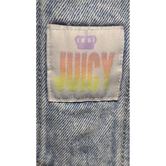 Juicy Couture Denim Overalls 1X Light Wash Wide Leg Y2K‎ Jumpsuit Romper - Picture 7 of 11
